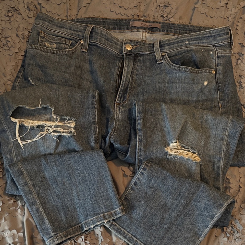 Joe's Jeans Ripped Boyfriend Straight Leg Jeans - Blue size 32